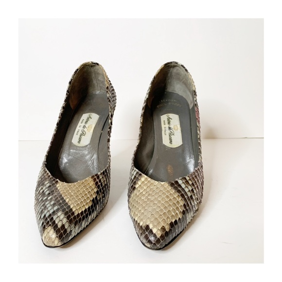 SZ 39.5 Vintage Antonio da Pescara Snakeskin Pumps - Picture 2 of 5